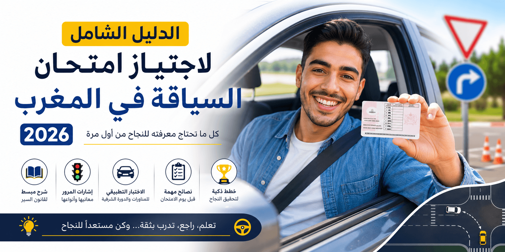 الصورة الرئيسية لمقال: الدليل الشامل لاجتياز امتحان السياقة في المغرب 2026